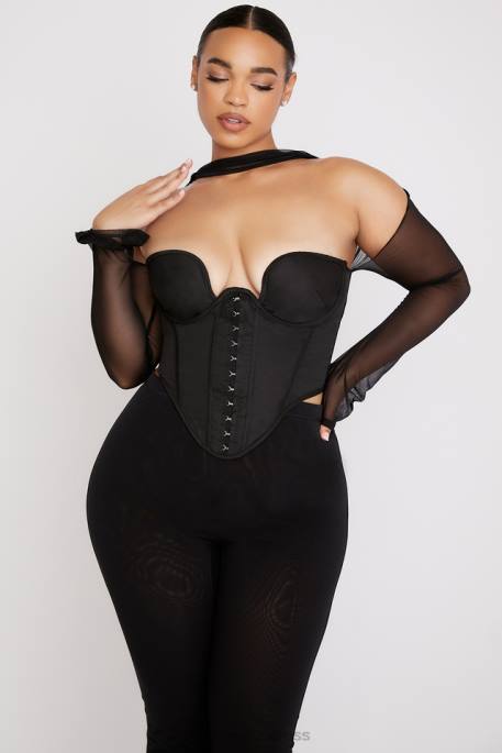 House of CB Mina Black Structured Corset Clothing 4H6N72