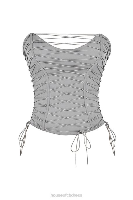 House of CB Mirabelle Smoke Lace Up Corset Clothing 4H6N40