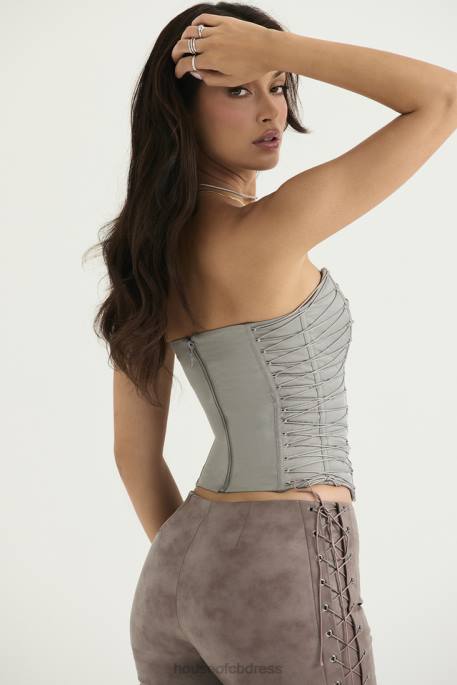 House of CB Mirabelle Smoke Lace Up Corset Clothing 4H6N40