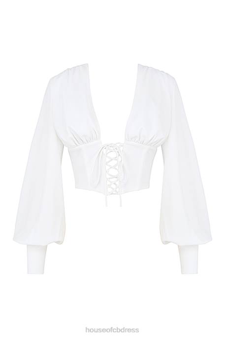 House of CB Mirabelle White Lace Up Corset Clothing 4H6N82