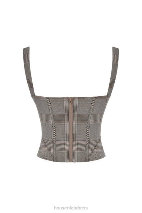 House of CB Mistress Rocks Monochrome Square Neck Chequered Corset Clothing 4H6N41
