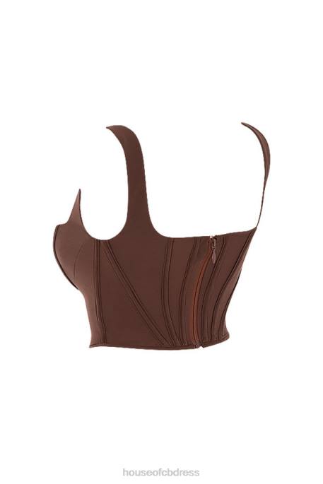 House of CB Ninetta Chocolate Mesh Corset Clothing 4H6N92