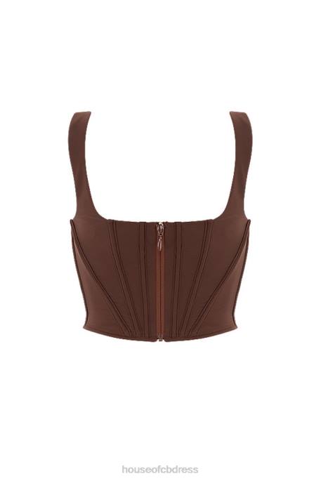 House of CB Ninetta Chocolate Mesh Corset Clothing 4H6N92