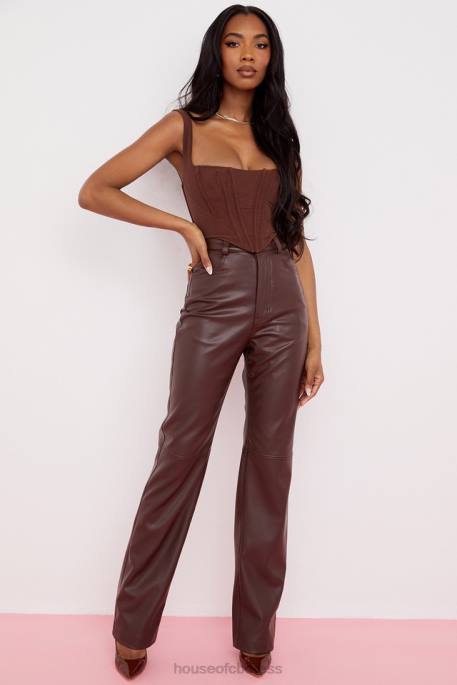 House of CB Ninetta Chocolate Mesh Corset Clothing 4H6N92
