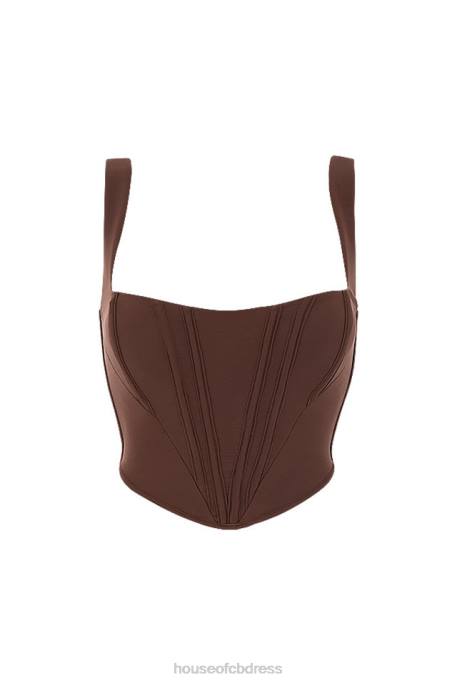 House of CB Ninetta Chocolate Mesh Corset Clothing 4H6N92