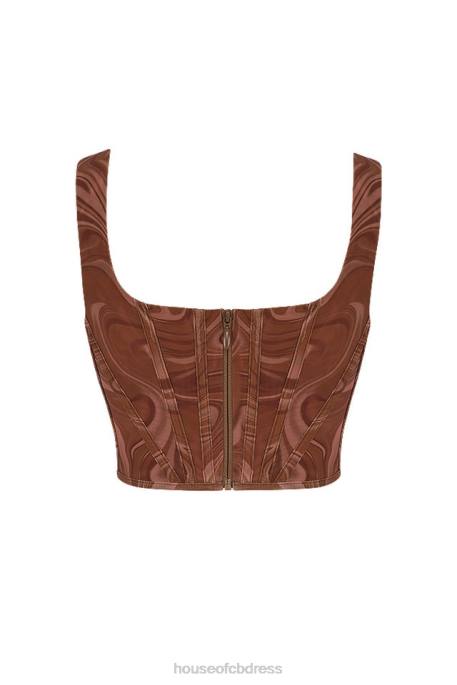 House of CB Ninetta Swirl Print Mesh Corset Clothing 4H6N86