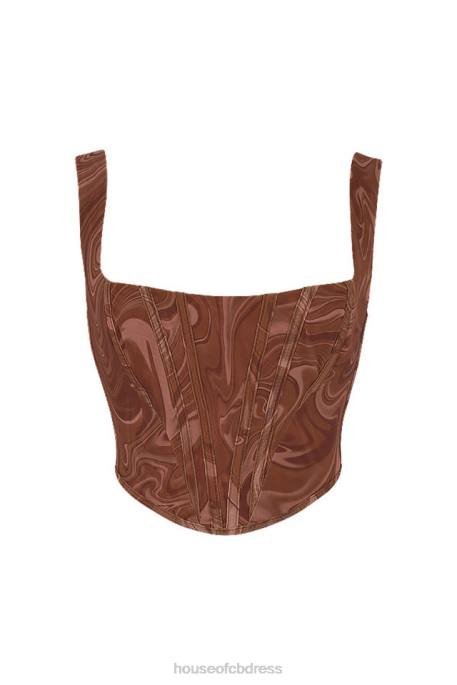House of CB Ninetta Swirl Print Mesh Corset Clothing 4H6N86