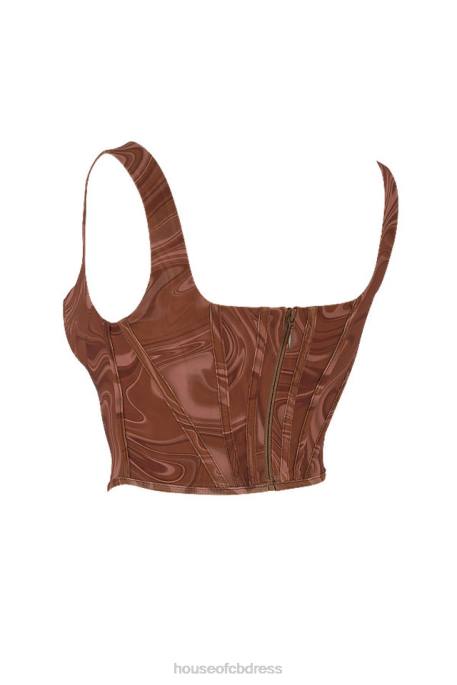 House of CB Ninetta Swirl Print Mesh Corset Clothing 4H6N86