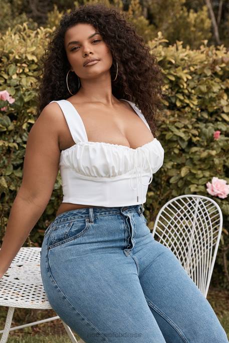House of CB Noemi White Blouson Corset Top Clothing 4H6N104
