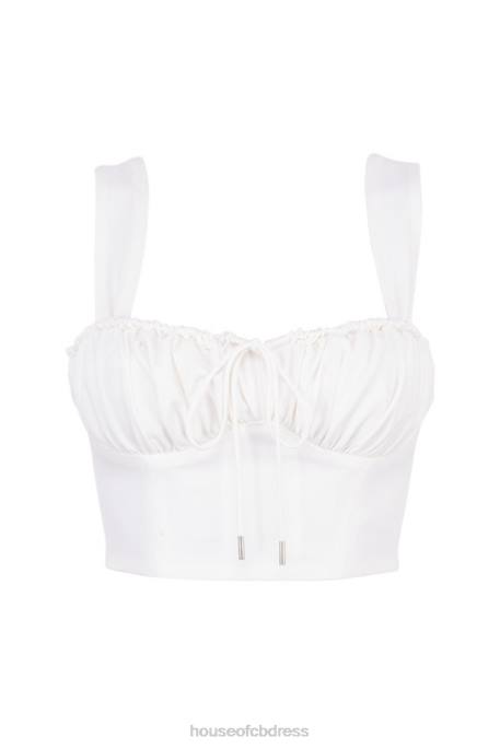 House of CB Noemi White Blouson Corset Top Clothing 4H6N104