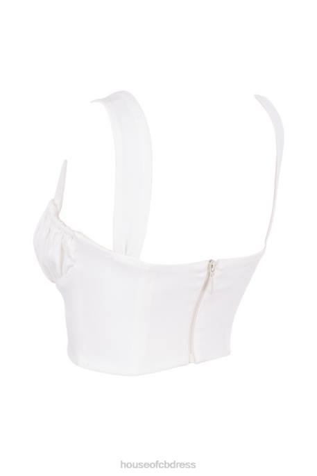 House of CB Noemi White Blouson Corset Top Clothing 4H6N104