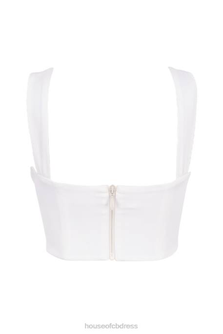 House of CB Noemi White Blouson Corset Top Clothing 4H6N104