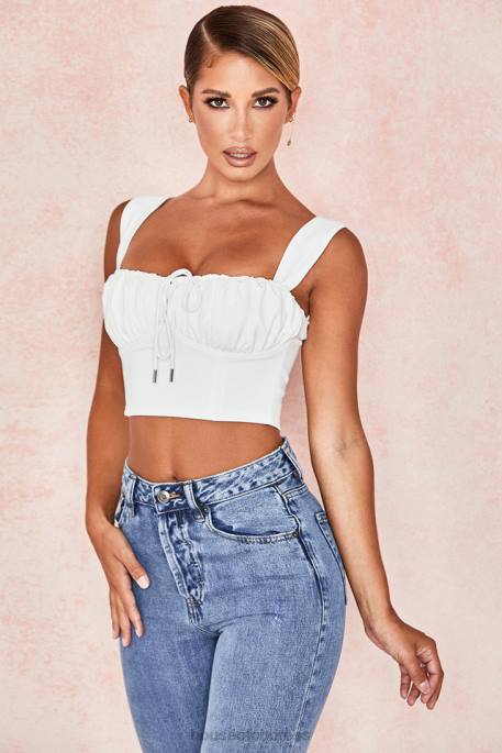 House of CB Noemi White Blouson Corset Top Clothing 4H6N104