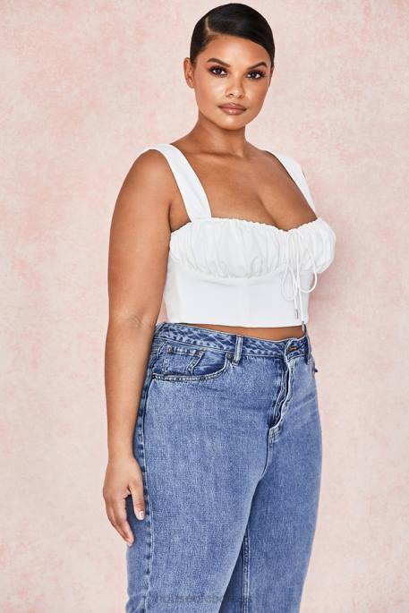 House of CB Noemi White Blouson Corset Top Clothing 4H6N104