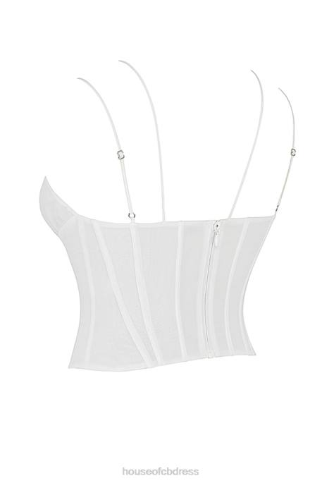 House of CB Orla White Chiffon Strappy Corset Clothing 4H6N52