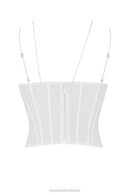 House of CB Orla White Chiffon Strappy Corset Clothing 4H6N52