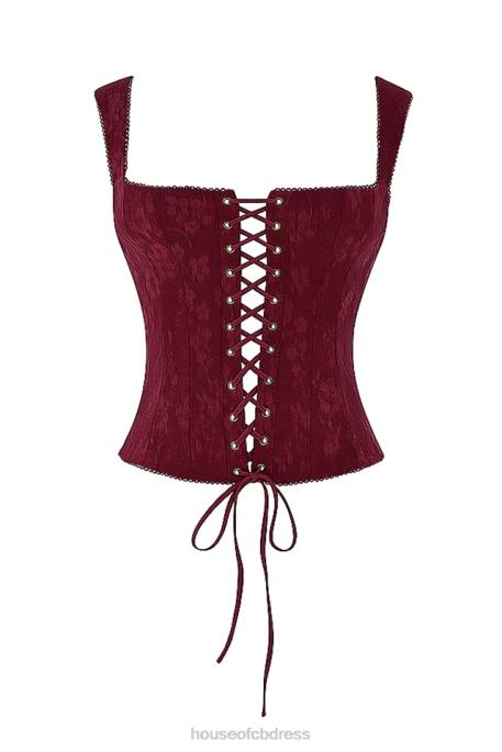 House of CB Parisa Merlot Floral Corset Clothing 4H6N7
