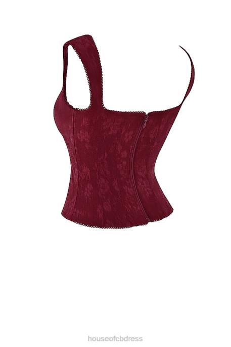 House of CB Parisa Merlot Floral Corset Clothing 4H6N7