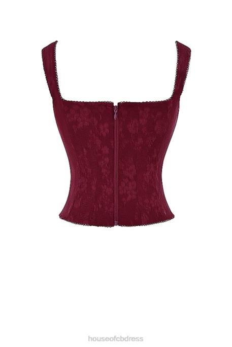 House of CB Parisa Merlot Floral Corset Clothing 4H6N7