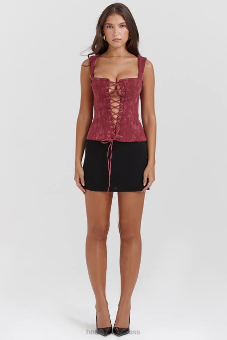 House of CB Parisa Merlot Floral Corset Clothing 4H6N7