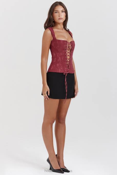 House of CB Parisa Merlot Floral Corset Clothing 4H6N7