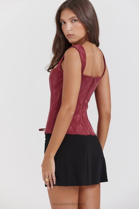 House of CB Parisa Merlot Floral Corset Clothing 4H6N7
