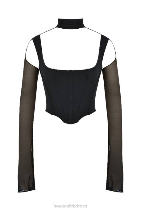 House of CB Paulina Black High Neck Corset Clothing 4H6N71