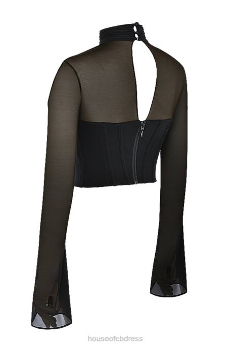 House of CB Paulina Black High Neck Corset Clothing 4H6N71