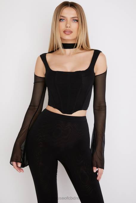 House of CB Paulina Black High Neck Corset Clothing 4H6N71