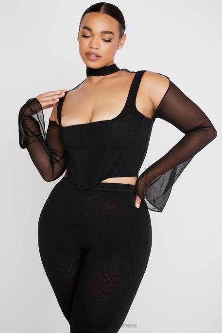 House of CB Paulina Black High Neck Corset Clothing 4H6N71