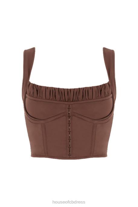 House of CB Persephone Chocolate Gathered Corset Top Clothing 4H6N91