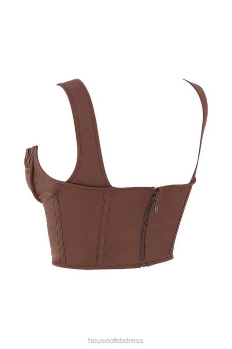 House of CB Persephone Chocolate Gathered Corset Top Clothing 4H6N91