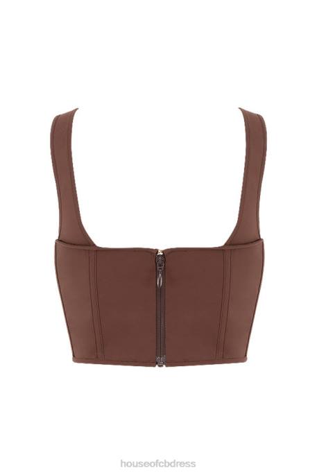 House of CB Persephone Chocolate Gathered Corset Top Clothing 4H6N91
