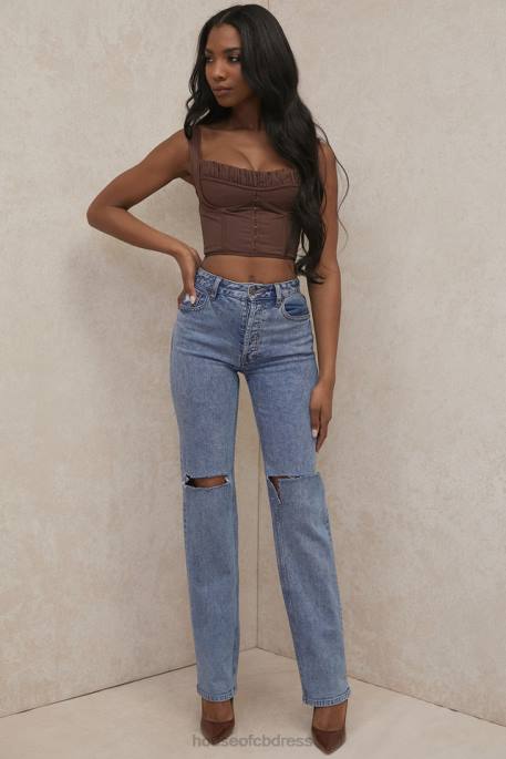 House of CB Persephone Chocolate Gathered Corset Top Clothing 4H6N91