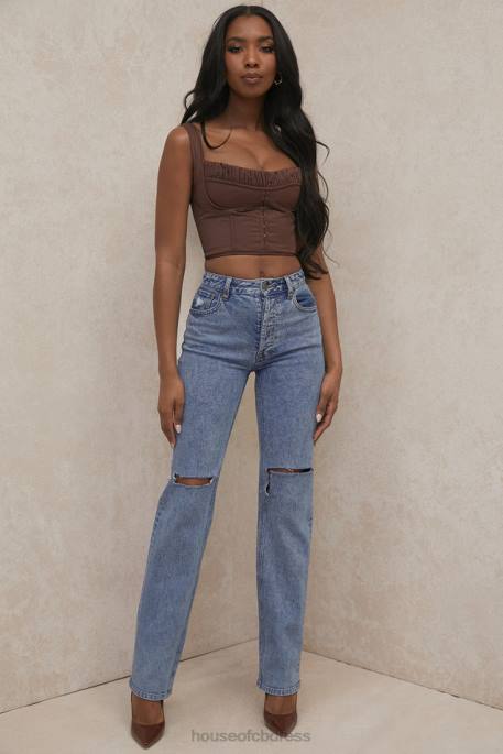 House of CB Persephone Chocolate Gathered Corset Top Clothing 4H6N91