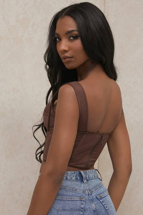 House of CB Persephone Chocolate Gathered Corset Top Clothing 4H6N91