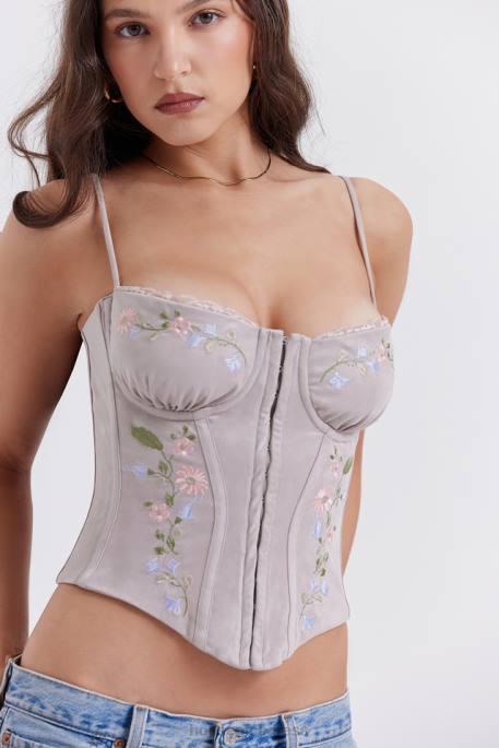 House of CB Petunia Light Lavender Embroidered Corset Clothing 4H6N26
