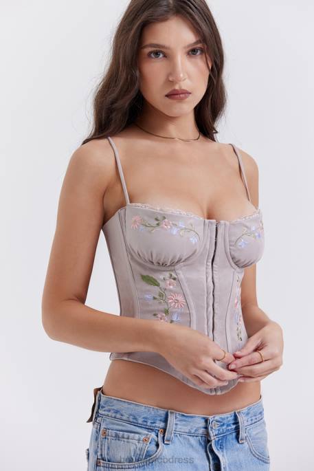 House of CB Petunia Light Lavender Embroidered Corset Clothing 4H6N26