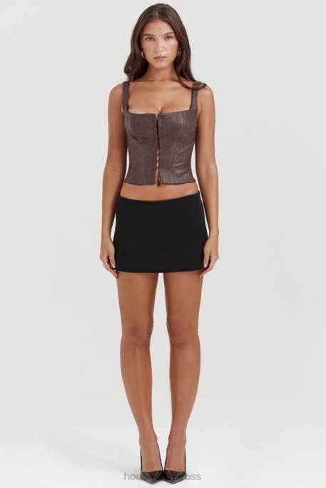 House of CB Pia Brown Vegan Leather Corset Clothing 4H6N5