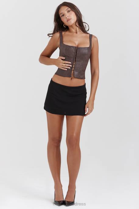 House of CB Pia Brown Vegan Leather Corset Clothing 4H6N5