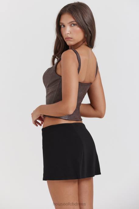 House of CB Pia Brown Vegan Leather Corset Clothing 4H6N5