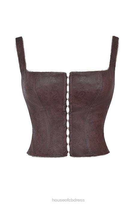 House of CB Pia Brown Vegan Leather Corset Clothing 4H6N5
