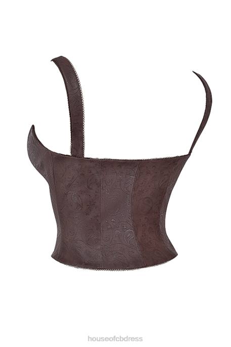 House of CB Pia Brown Vegan Leather Corset Clothing 4H6N5
