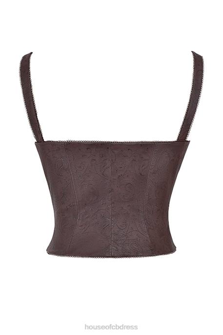 House of CB Pia Brown Vegan Leather Corset Clothing 4H6N5