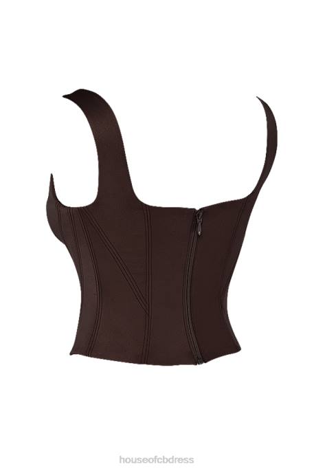 House of CB Rafa Chocolate Satin Longline Corset Clothing 4H6N61