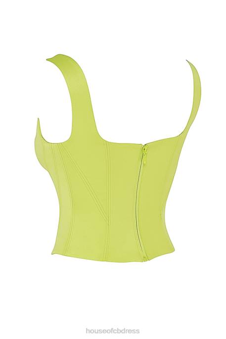 House of CB Rafa Lime Satin Longline Corset Clothing 4H6N69