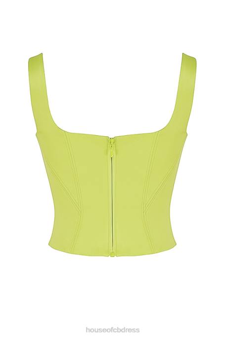 House of CB Rafa Lime Satin Longline Corset Clothing 4H6N69