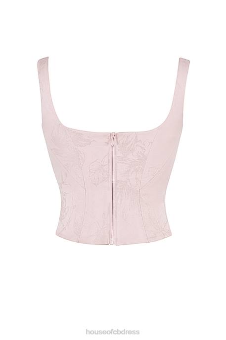 House of CB Rafa Pink Floral Satin Longline Corset Clothing 4H6N34