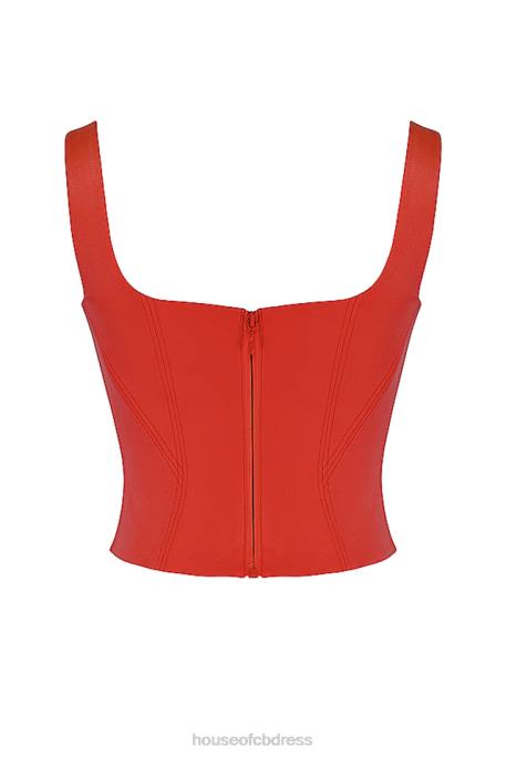 House of CB Rafa Scarlet Satin Longline Corset Clothing 4H6N62