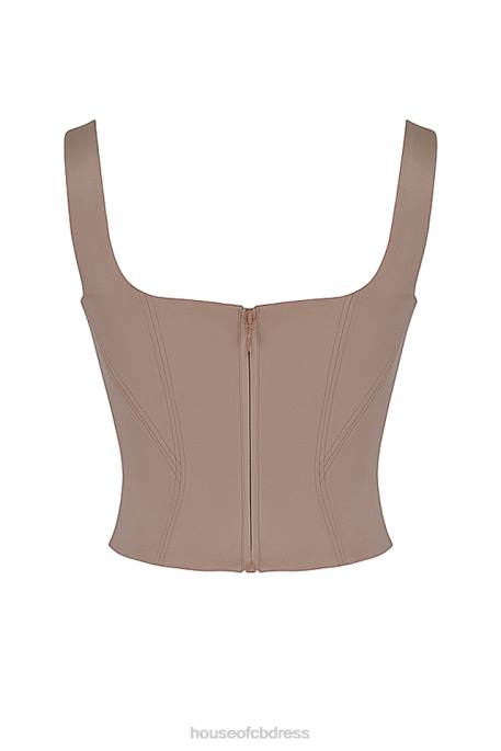 House of CB Rafa Stone Satin Longline Corset Clothing 4H6N68